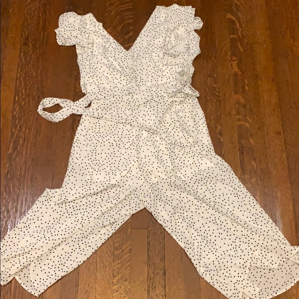 Wide leg polka dot jumpsuit